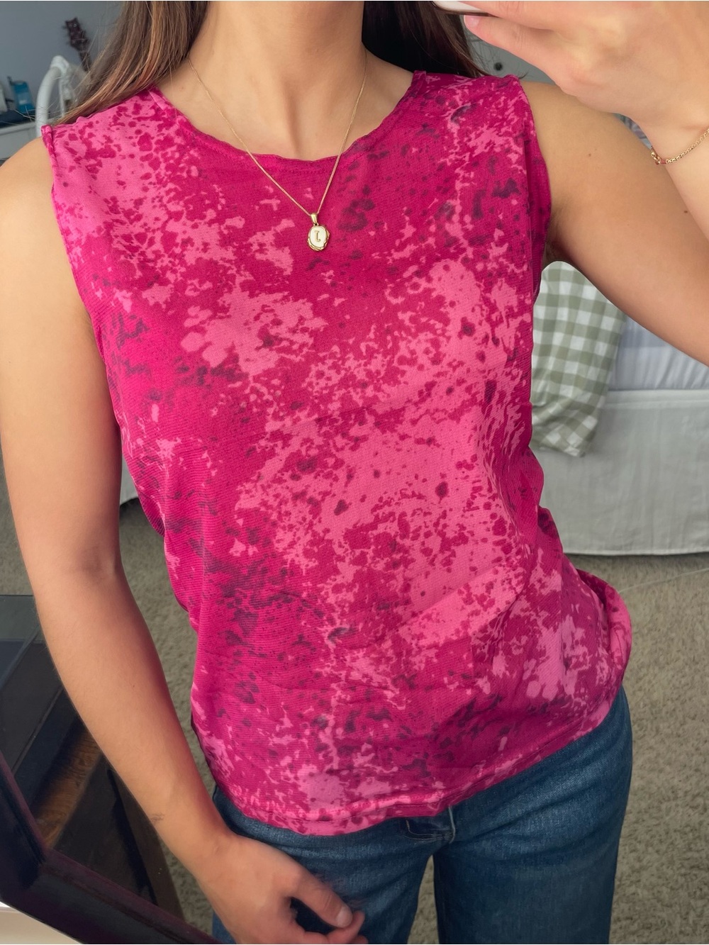 Vintage 90s Tie Dye Acid Wash Sheer Blouse